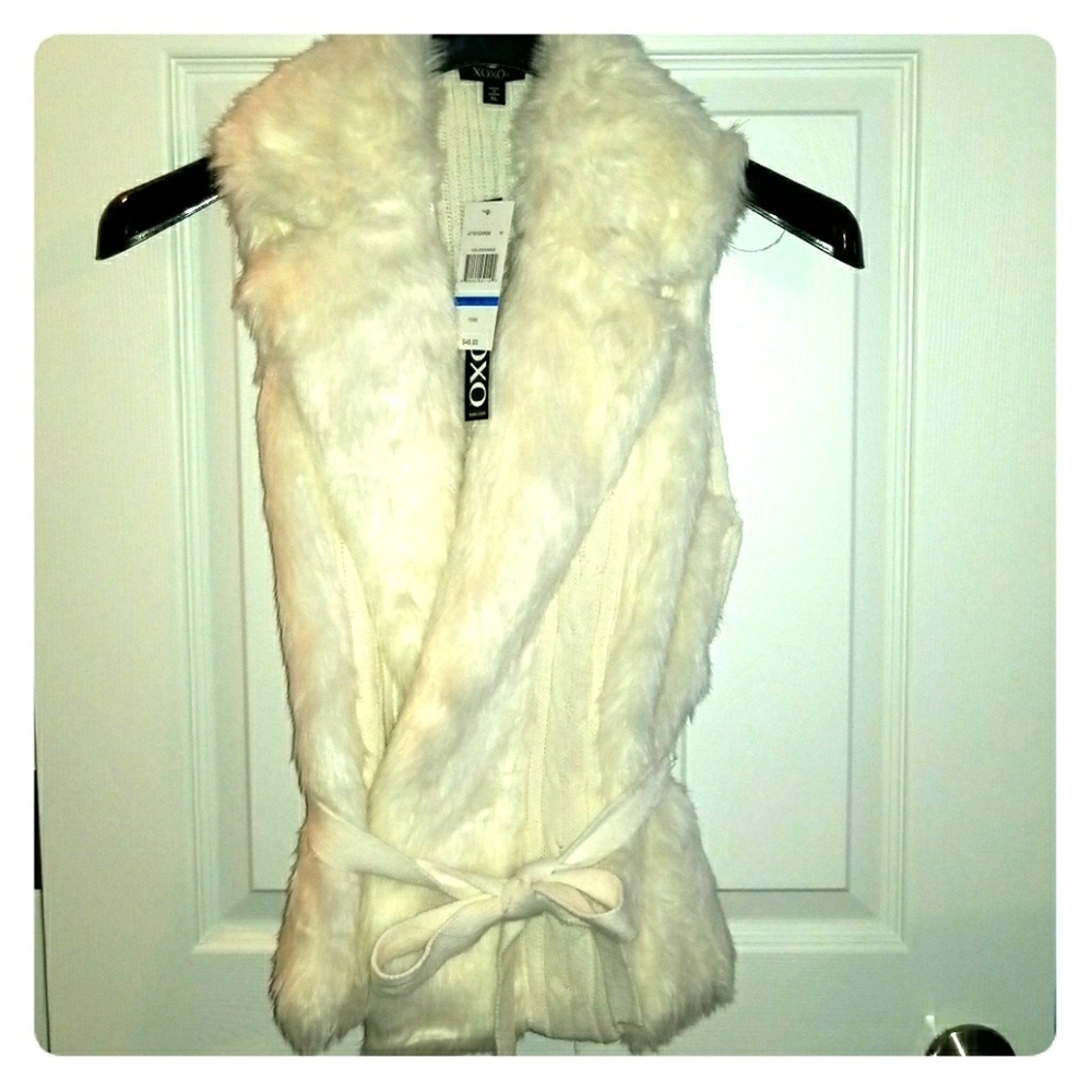 Knit & faux fur vest, Sz XL
